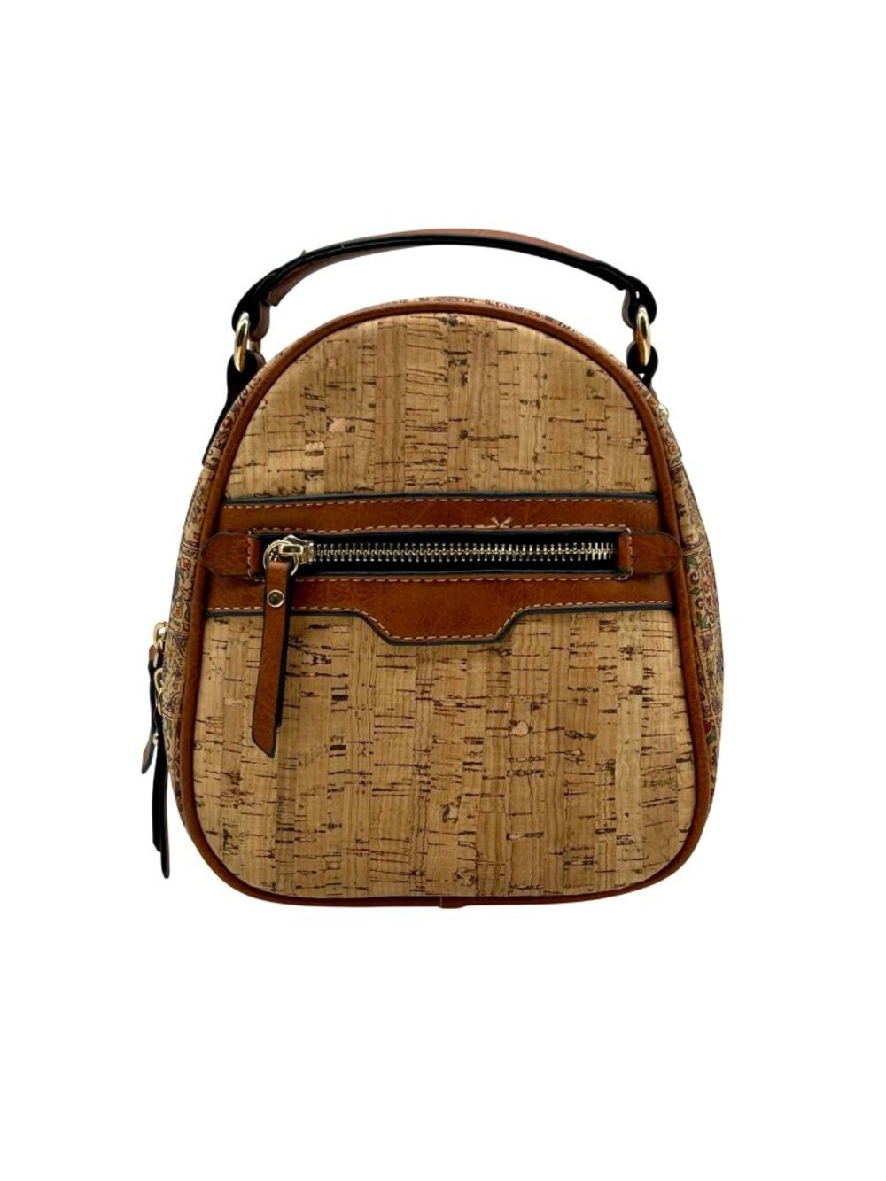 Brown Cork And Faux Leather Crossbody Bag